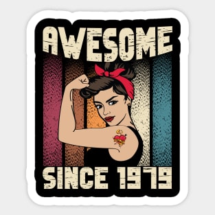 Awesome since 1979,43th Birthday Gift women 43 years old Birthday Sticker